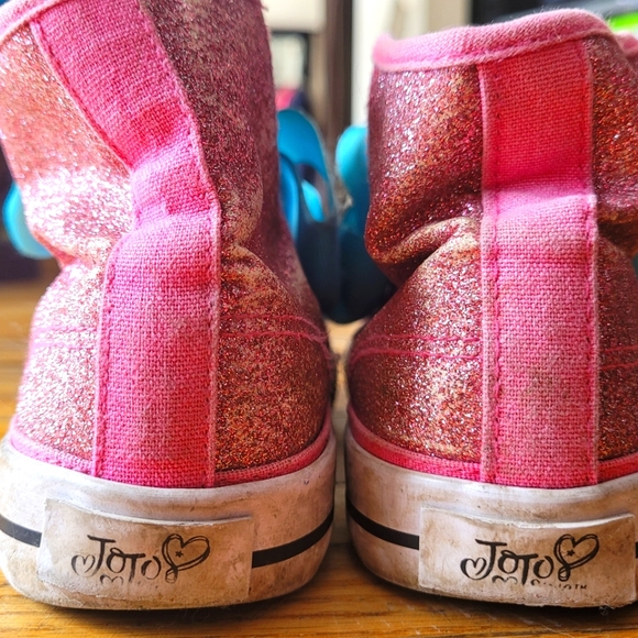 JOJO SIWA Pink Sparkle High Top Sneakers with Bow 13 - Picture 4 of 4